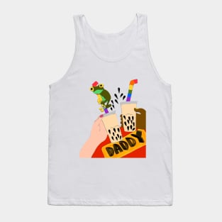 Happy Daddy and Babies with Bubble Milk Tea Tank Top